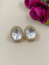 Zahara Gold Plated Golden Uncut Polki Studs By Gehna Shop Stud Earrings